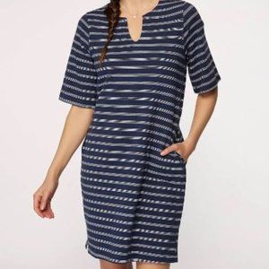 Hang Ten Small Dress Seabird With Pockets Blue Stripe V Ncek Short Sleeve New